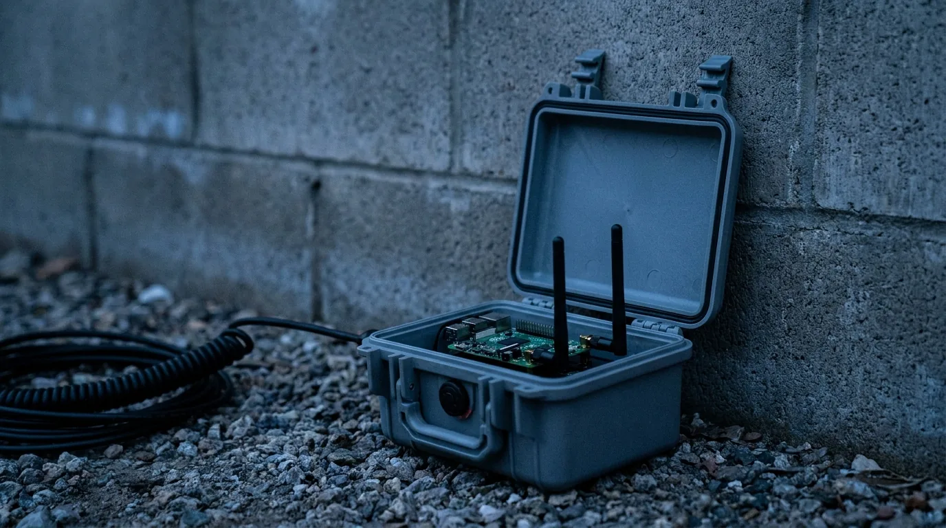 VANTAGE sensor node in a ruggedized case deployed on gravel