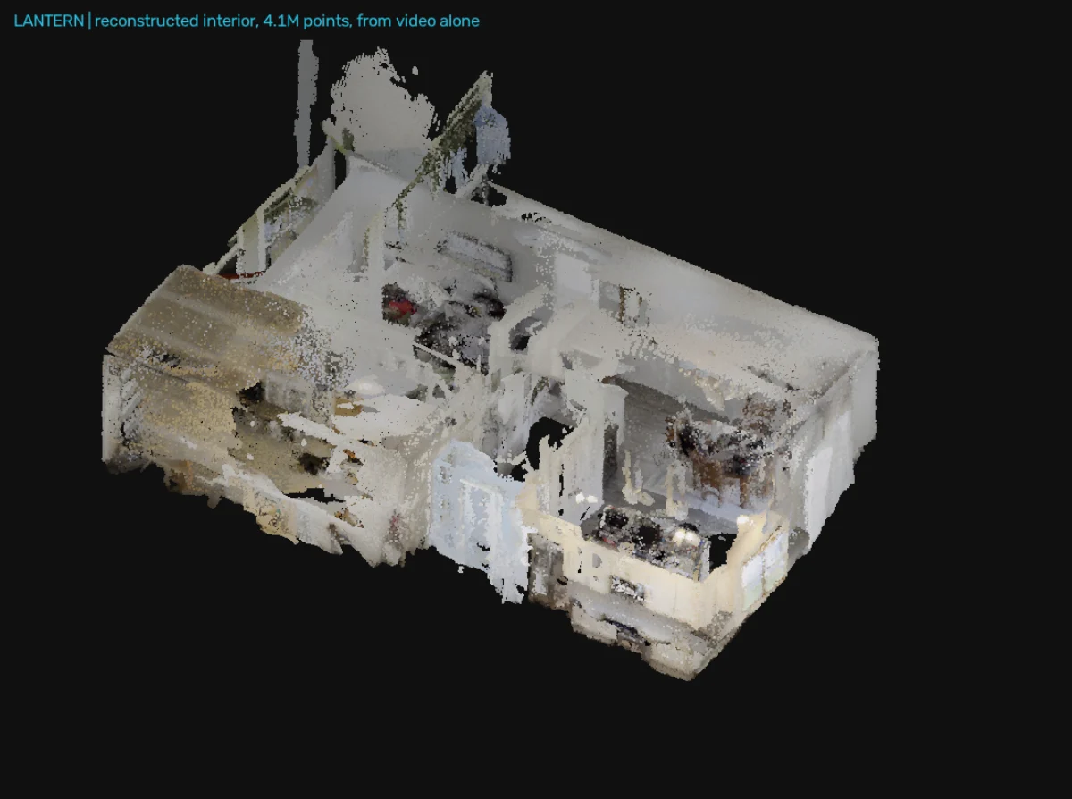 Dense three-dimensional reconstruction of a building interior built from video