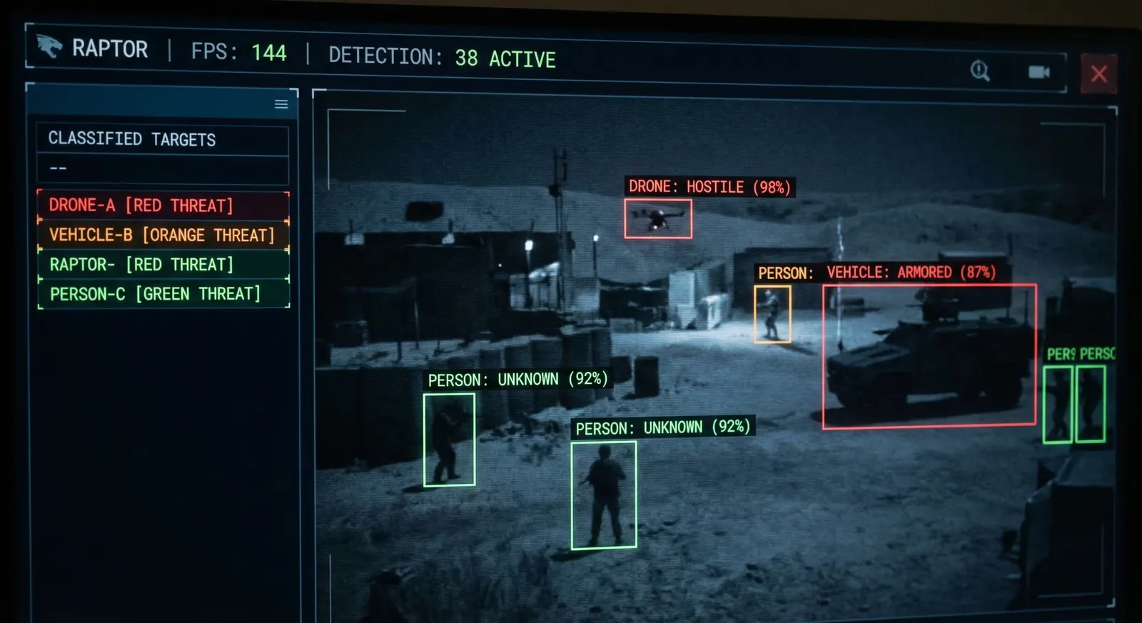 RAPTOR web interface showing live detections and classification controls